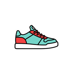 Vibrant sneakers in teal and red are ready for stylish adventures, perfect for fashion blogs or modern designs bringing energy and style to your project