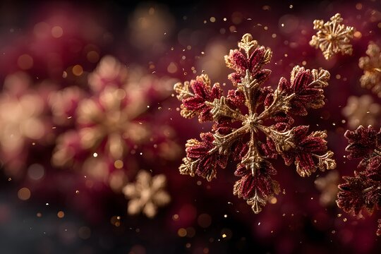 Warm Christmas background with shimmering golden lights and red holiday accents. Suitable for winter themes, greeting cards, and social media visuals. - Powered by Adobe