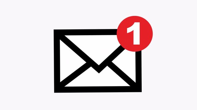 New email notification icon with one message. Suitable for email apps, web designs. An email notification icon indicating one message. Ideal for web and mobile notification elements.
