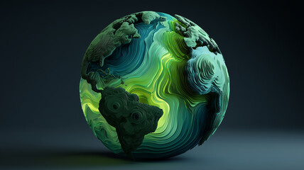 Fototapeta premium Futuristic glowing Earth with green energy networks — sustainable planet concept