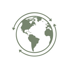 Obraz premium Global sustainability concept with green earth icon and circular arrows showing environmental cycle