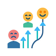 Emotion to happiness graphic illustration showing upward trend and progress