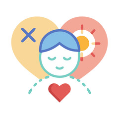 Conceptual illustration of a person surrounded by love, healing, and acceptance