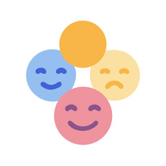 Minimalistic emoji icons representing varied emotions placed in a close cluster