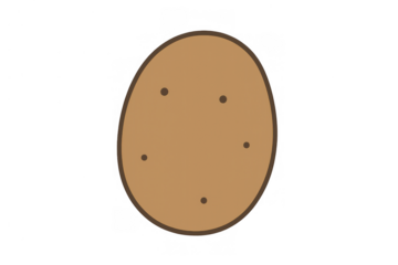 Brown potato simple cartoon drawing, a common vegetable and food ingredient, designed as an icon or graphic element