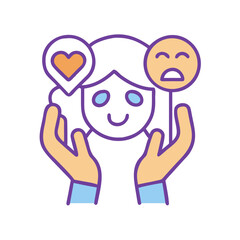 Person holding symbols of love and sadness, a representation of emotional balance