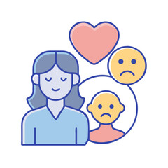 Mother and Child Emotional Support Concept in a Flat Design Style
