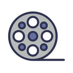 Simple flat design film reel icon illustration on black background