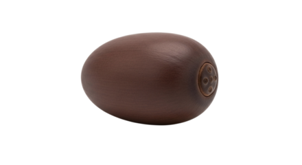 A single brown oval seed or nut with a textured end, photographed in a studio setting and isolated on transparent background