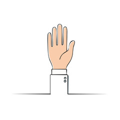 Obraz premium Hand raised showing palm as a stop sign or greeting simple vector illustration