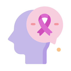 Cancer Awareness Ribbon in Mind Concept - Flat Design and Symbolism