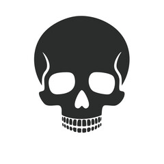 Obraz premium Simple black human skull vector icon for danger mortality death Halloween and pirate themes