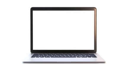 Modern laptop with a blank white screen ready for content on transparent background