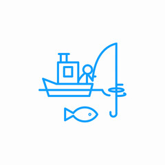 fishing from boat icon sign vector