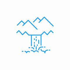 mountain waterfall scene icon sign vector