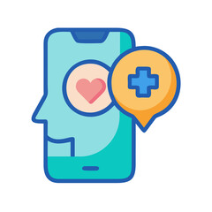 Obraz premium Mental health mobile app concept with heart and cross symbols in digital style