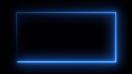 Neon rectangle  frame. bar processing, tv screen  , Animation End screen YouTube channel . Neon trail light on rectangle frame on solid background in 4K animation 