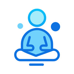 Fototapeta premium Minimalist icon of a person in lotus position surrounded by spheres, spiritual concept
