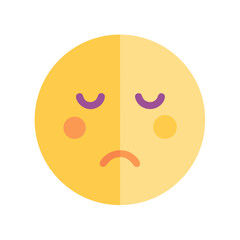 Sad Emoji with Dual Yellow Tones, Purple Eyebrows and Orange Cheeks