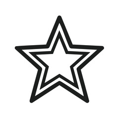 Obraz premium Simple star icon with double outline. Minimalist black line art vector graphic symbol