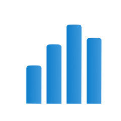 Simple blue data bars icon for financial growth statistics and business analytics