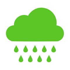 Bright Green Rain Cloud Icon Isolated on White Illustration for Forecasting and Precipitation