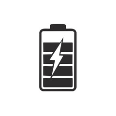 Obraz premium Battery charge symbol with lightening bolt inside flat design for power indicator and electronics