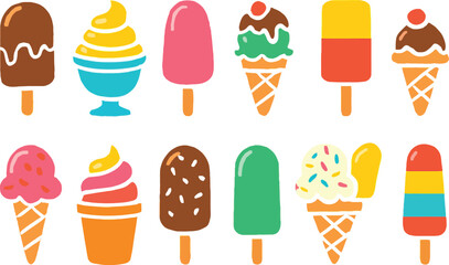 Brown ice cream pop with drizzle summer treat dessert frozen snack. Sweet ice cream on stick vector illustration on transparent background.