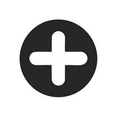 Obraz premium White plus sign symbol inside a black circle icon for adding options