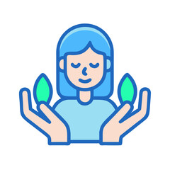Woman with Leaves in Hands - Environmental Awareness and Sustainable Living