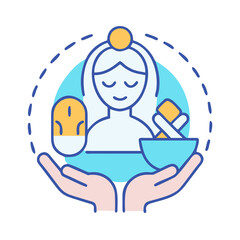 Iconographic representation of beauty treatment and wellbeing, conveying relaxation and personal care