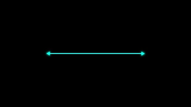 Measuring distance length line animation with arrows and dotted path, alpha channel visualizing expansion, increasing size and stretch dynamics