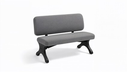 Fototapeta premium Modern children room furniture bench with upholstered grey seat and black wooden legs for playroom or study area