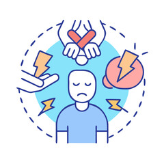 Conceptual Illustration of Mental Block or Creative Block with Abstract Elements