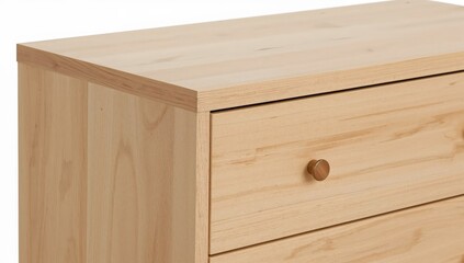Modern minimalist wooden dresser for children room interior, natural finish, compact storage furniture, contemporary drawer chest design