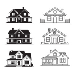 House building simple outline silhouette vector illustration minimalist line art design	