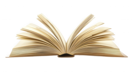 Open book with yellowed pages against a showing knowledge on transparent background