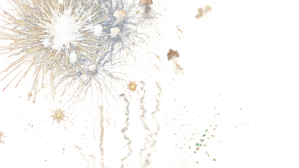 Golden firework texture, thin  stroke lines. Isolated png illustration, transparent background. Design  for overlay, montage, texture. Happy new year concept.