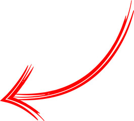 A vibrant red arrow pointing left on a stark black background