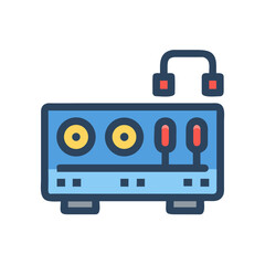 Vector image of an audio recording interface with headphones isolated on black