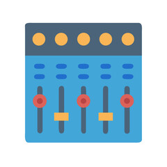 Vector graphic depicting an audio mixing console with knobs and sliders