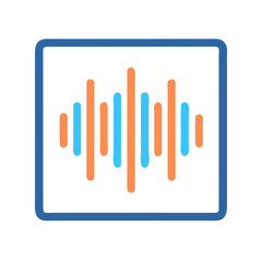 Obraz premium Abstract Sound Waveform Illustration within a Blue Border on a Black Background