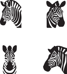 Obraz premium Zebra head icons black silhouette