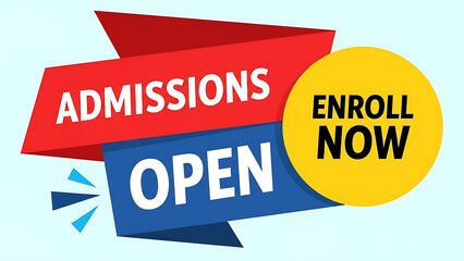 Admissions open enroll now banner for education and business