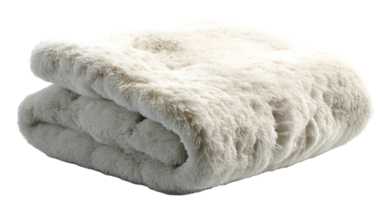 Soft white fluffy blanket folded isolated on transparent background