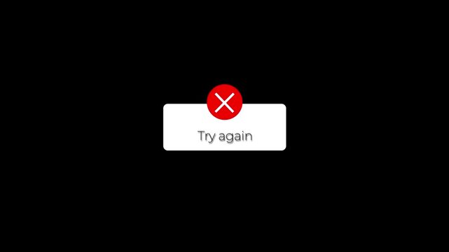 software error alert window with cross icon animation.