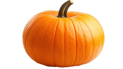Obraz premium Bright orange pumpkin ready for halloween carving on transparent background
