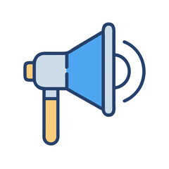 Stylized vector megaphone illustration on black background representing communication and announcement