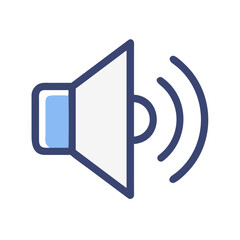 Vector icon illustration representing sound volume level, audio output, and communication
