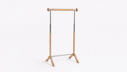 Minimalist wooden and metal garment rack for childrens room furniture, modern kids clothes stand, adjustable hanging organizer